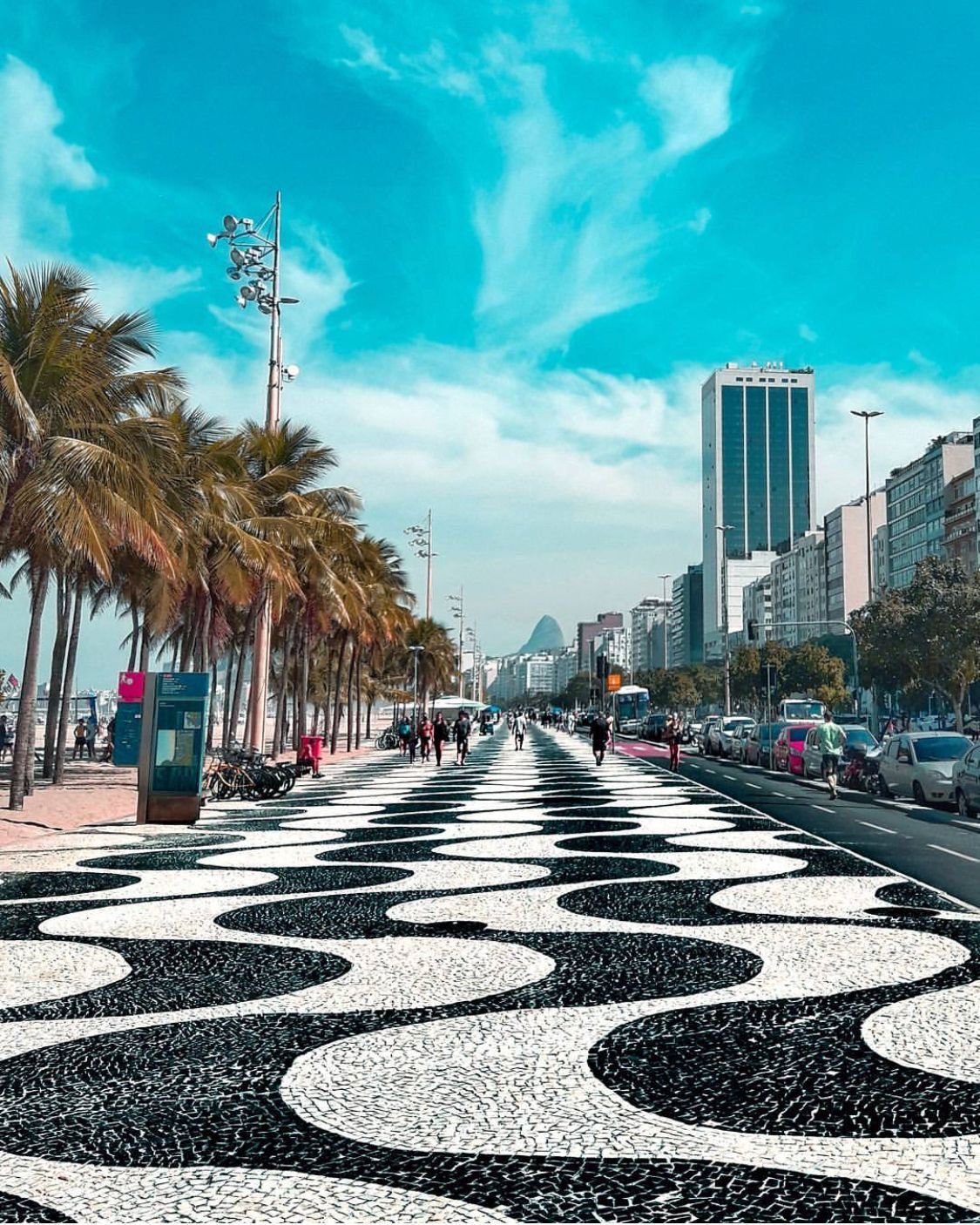Calçadão de Copacabana con sus palmeras
